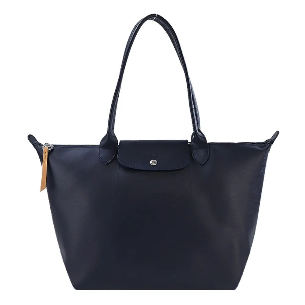 LONGCHAMP LE PLIAGE CITY系列PVC帆布長把肩背水餃包(大/黑) 歷史價格詳細信息