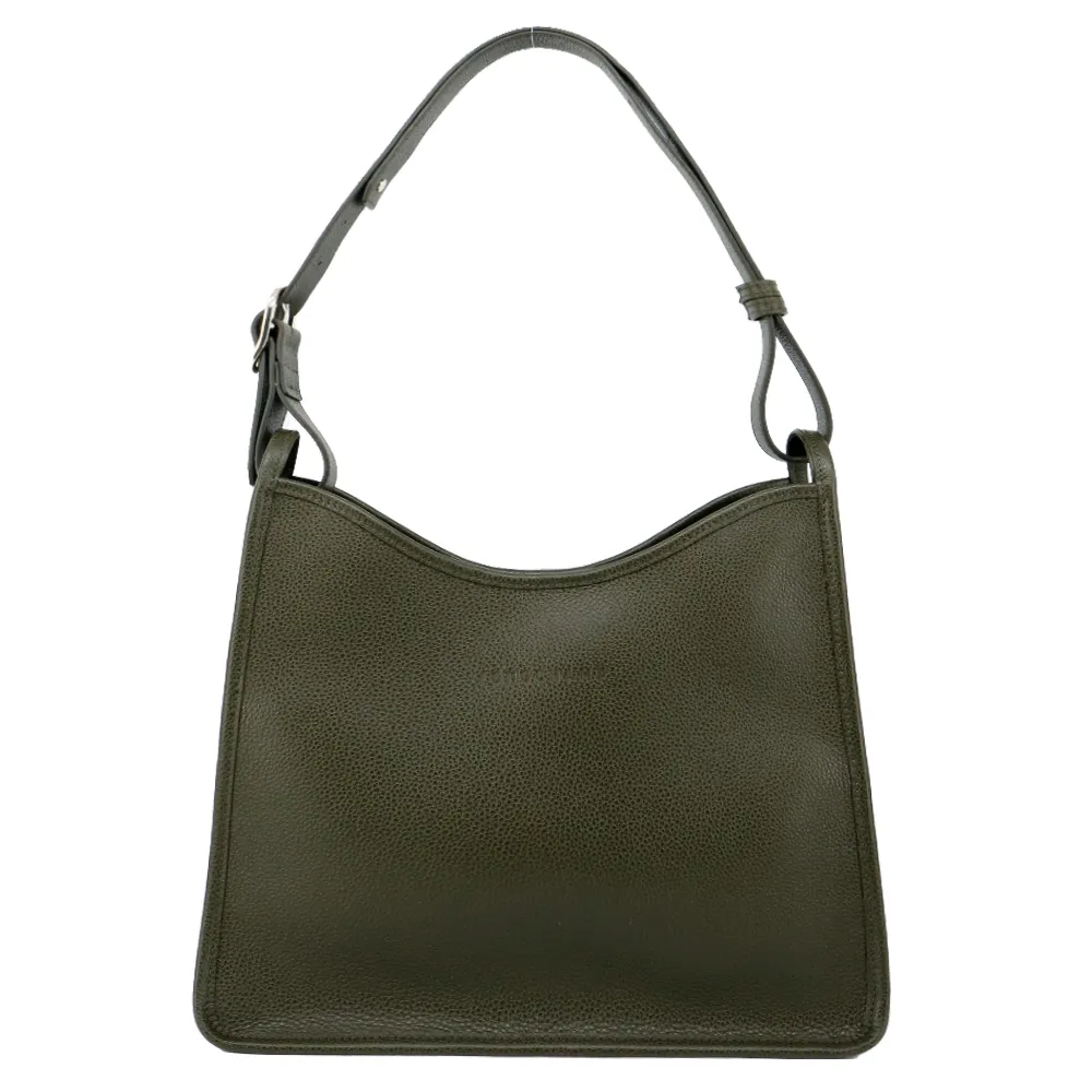 LONGCHAMP LE FOULONNÉ系列氈製羊毛寬背帶翻蓋斜背包(中/黑) 歷史價格詳細信息