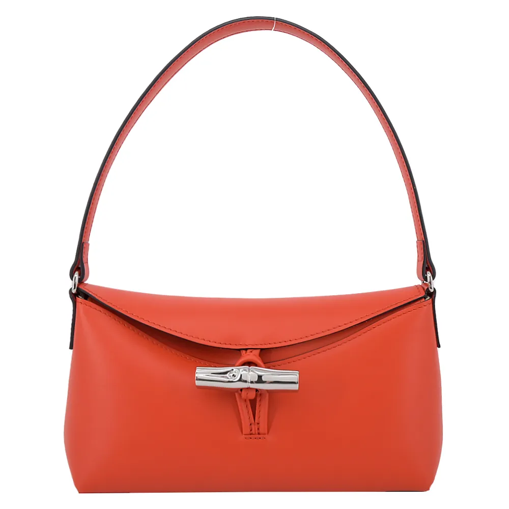 LONGCHAMP LE ROSEAU系列金屬竹節牛皮兩用水桶包(迷你/卡其綠) 歷史價格詳細信息