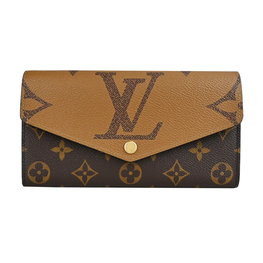 Louis Vuitton Sarah 經典LOGO牛皮壓花皮革襯裡信封長夾(黑色) 歷史價格詳細信息