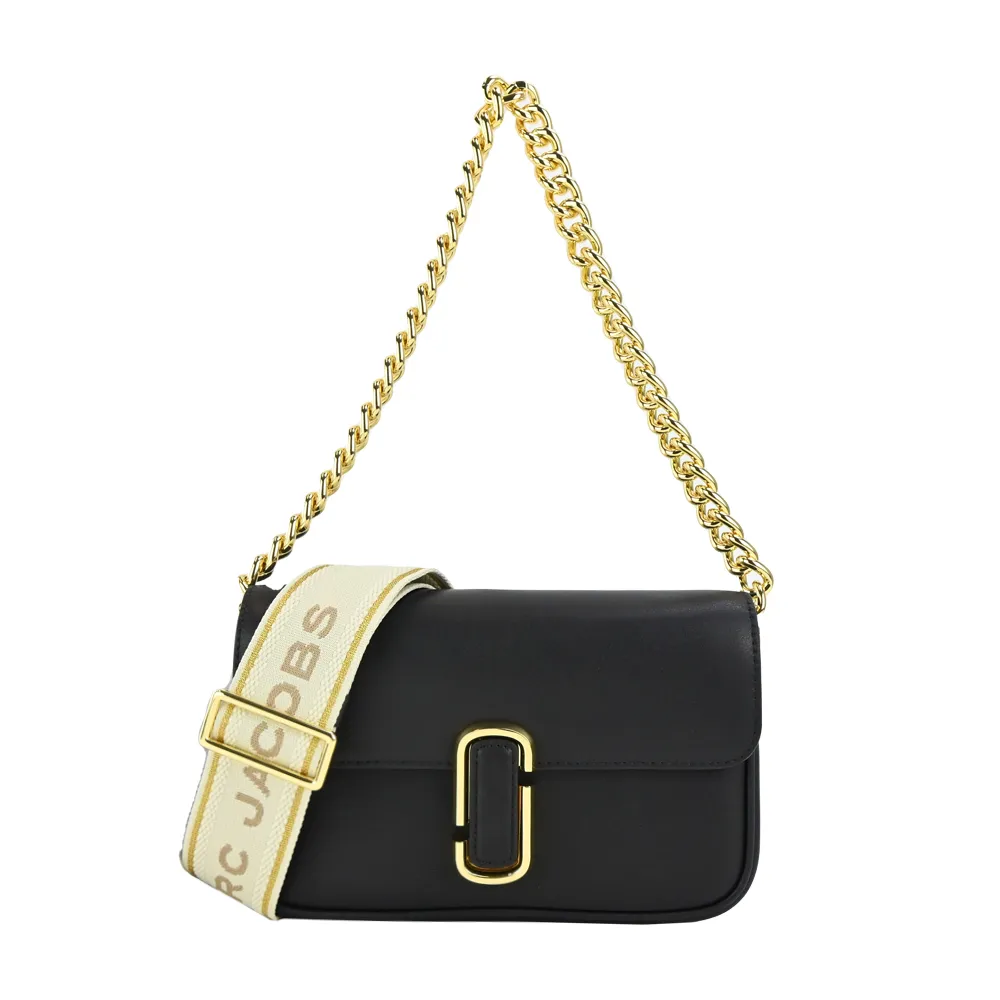 MARC JACOBS MJ THE J MARC MINI寬背帶翻蓋兩用包-迷你/黑 歷史價格詳細信息