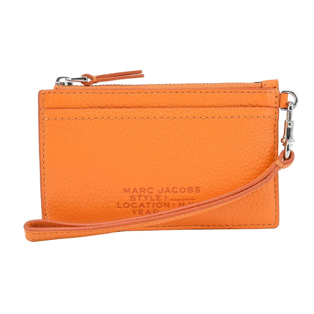 MARC JACOBS THE LEATHER ZIP壓印LOGO拉鍊鑰匙圈卡片夾/零錢包-螢光粉 歷史價格詳細信息