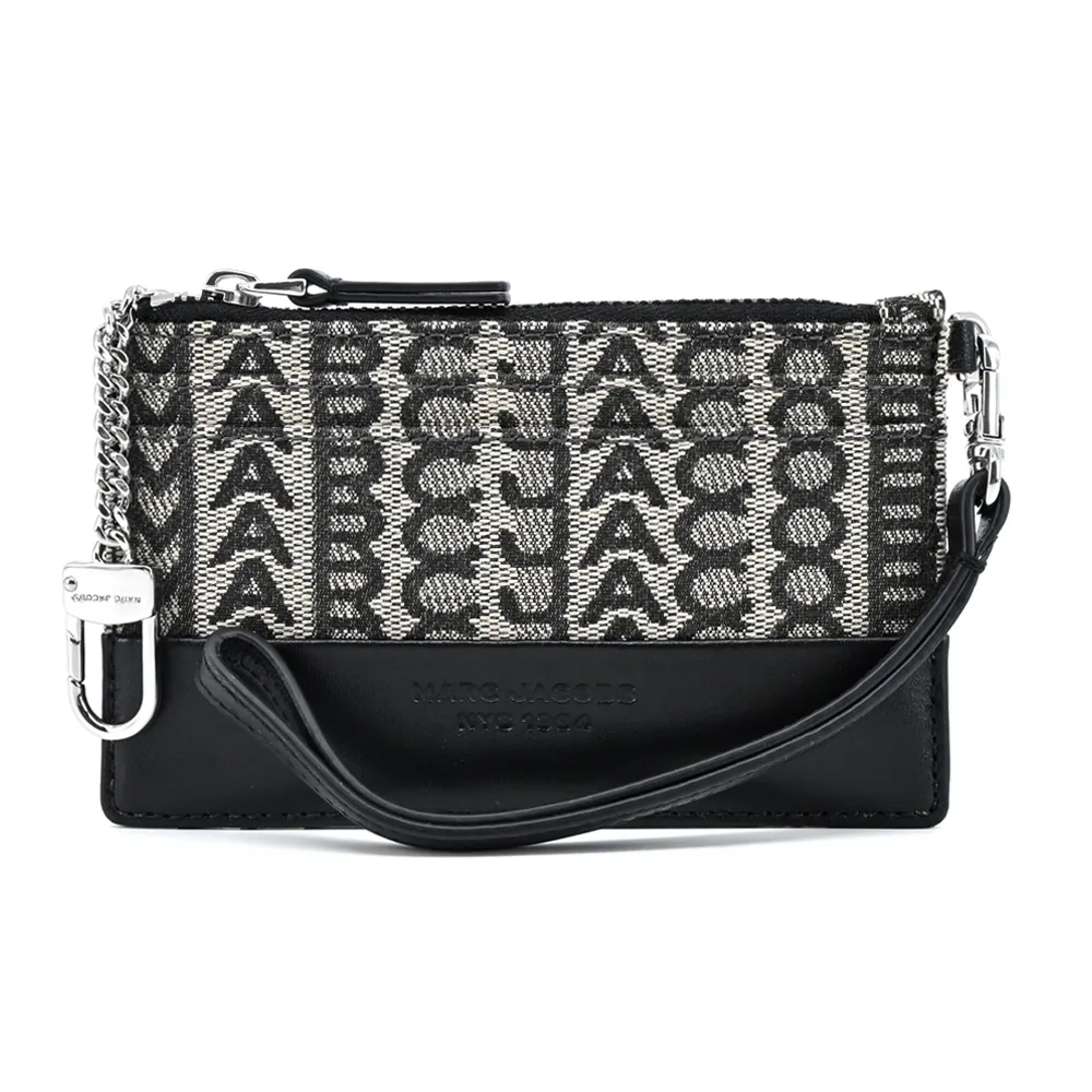 MARC JACOBS The Monogram緹花拉鍊卡片夾鑰匙圈-黑 歷史價格詳細信息