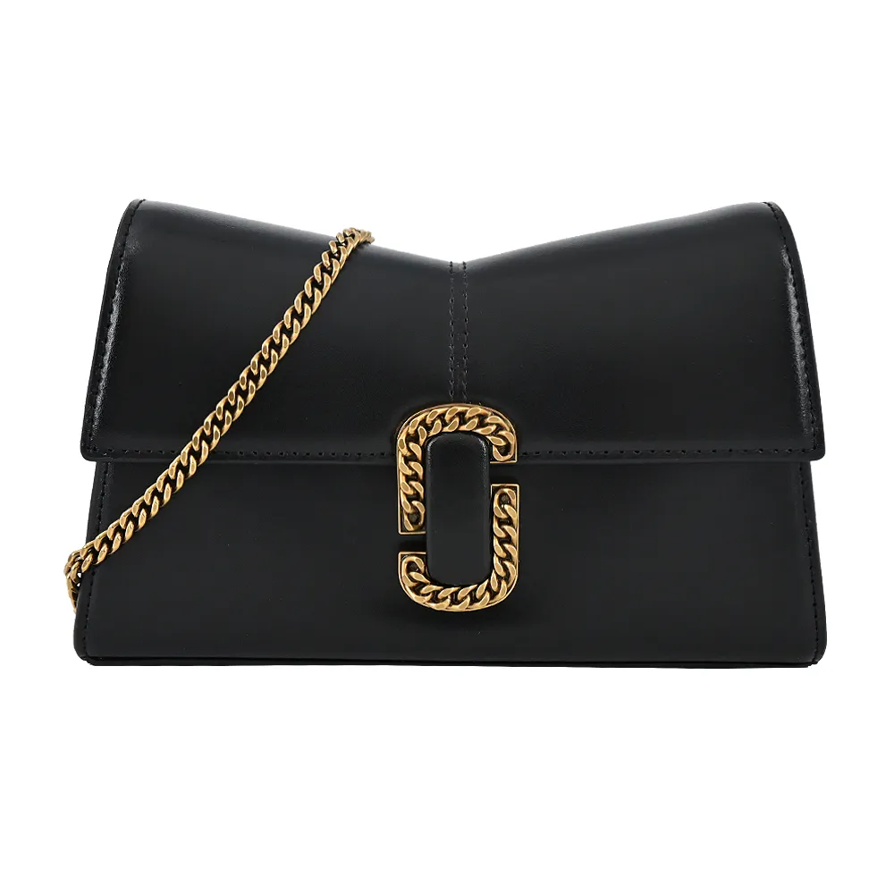 MARC JACOBS 鎖鏈標誌小牛皮迷你手提/斜背二用包(黑色) 2P3HSC004H01 001 歷史價格詳細信息