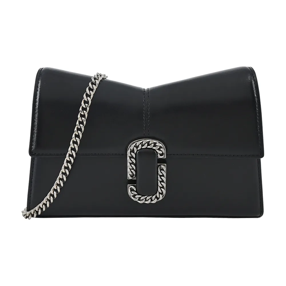 MARC JACOBS 鎖鏈標誌小牛皮迷你手提/斜背二用包(黑色) 2P3HSC004H01 001 歷史價格詳細信息