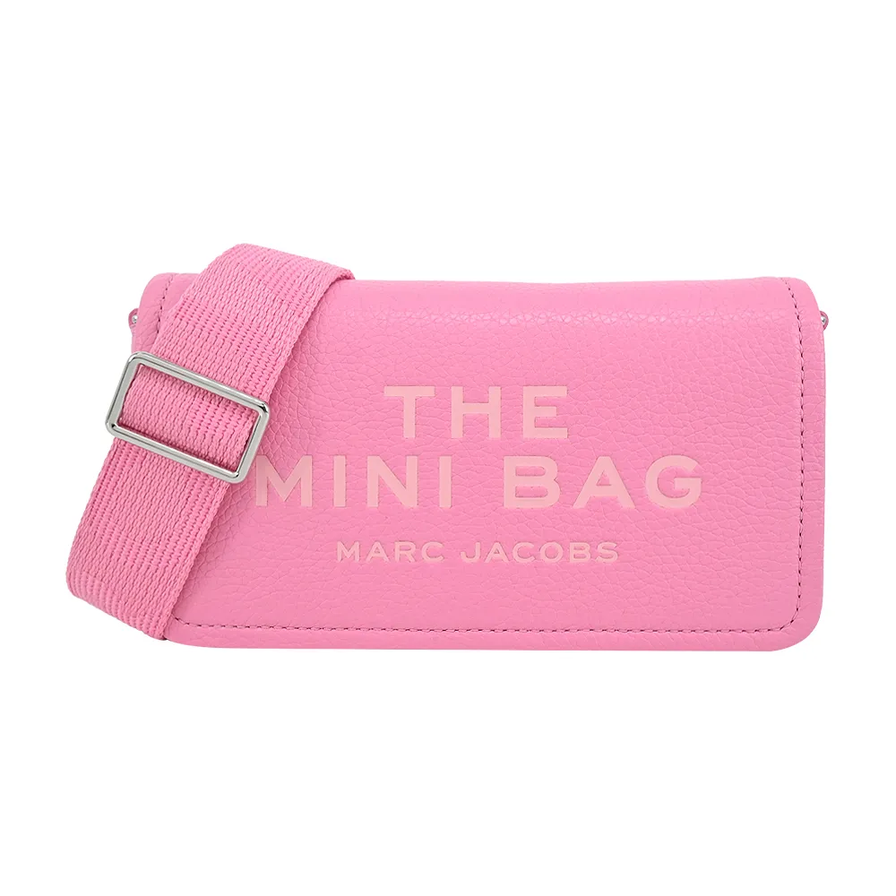 MARC JACOBS THE LEATHER 荔枝紋翻蓋斜背包-迷你/桃紅色 歷史價格詳細信息