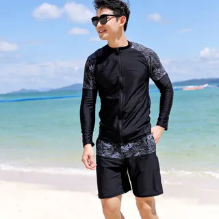 Biki比基尼妮泳衣，浮潛衣藍色沖浪服防晒拉鍊外套長袖泳衣(男購買區) 歷史價格詳細信息