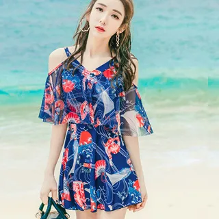 Biki比基尼妮泳衣，美色露肩泳裝連身泳衣有加大泳衣(米白M-3XL) 歷史價格詳細信息