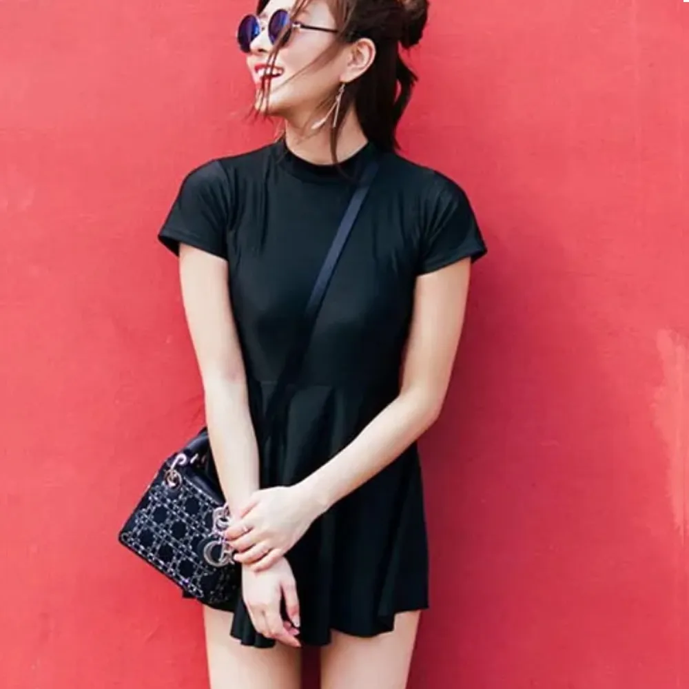 比基尼妮，泳衣泳裝M-2L意美斜袖連身裙腰直線空泳裝 歷史價格詳細信息