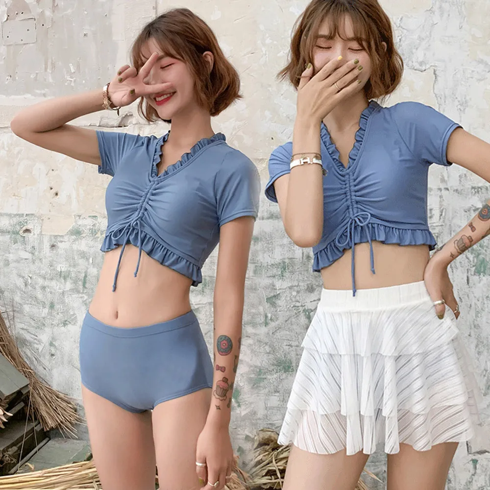 比基尼妮.M-XL啦啦短褲外套泳衣三件式泳衣-三件組 歷史價格詳細信息