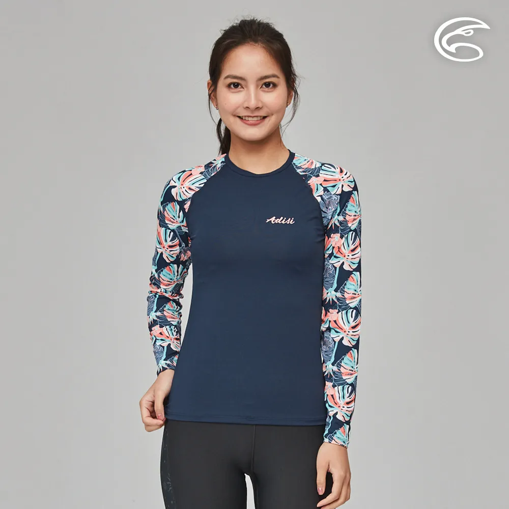 ADISI 女抗UV印花防磨防曬長袖上衣AR2313065 (S-2XL) 丈青藍｜防磨衣 水母衣 溯溪 浮潛 衝浪 歷史價格詳細信息