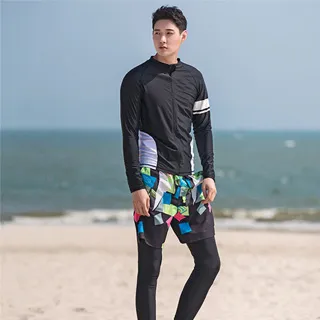 Biki比基尼妮泳衣，浮潛衣藍色沖浪服防晒拉鍊外套長袖泳衣(男購買區) 歷史價格詳細信息