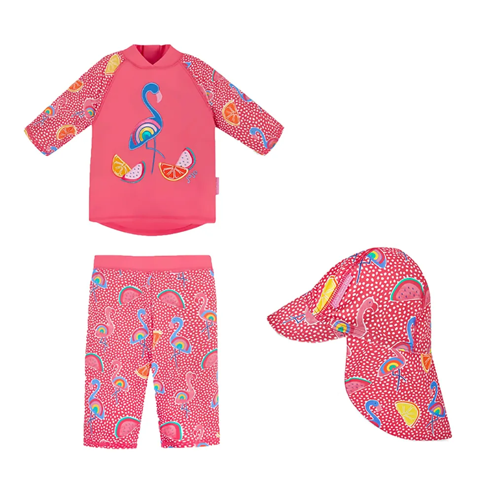 英國 JoJo Maman BeBe 兩件式泳裝+防曬護頸遮陽帽_JJG006 歷史價格詳細信息