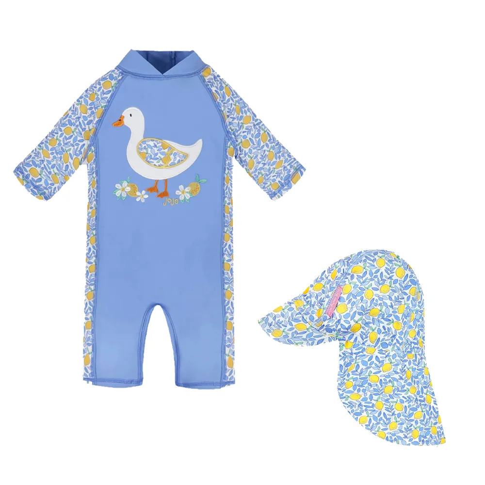 英國 JoJo Maman BeBe 連身式泳裝+防曬護頸遮陽帽_JJG011 歷史價格詳細信息