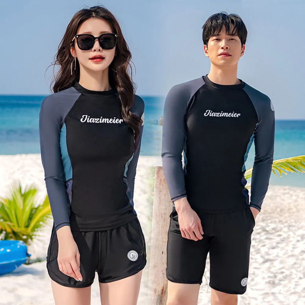 比基尼妮.索菲巧拼情侶泳衣長袖五分褲二件式浮潛(男M-2L) 歷史價格詳細信息