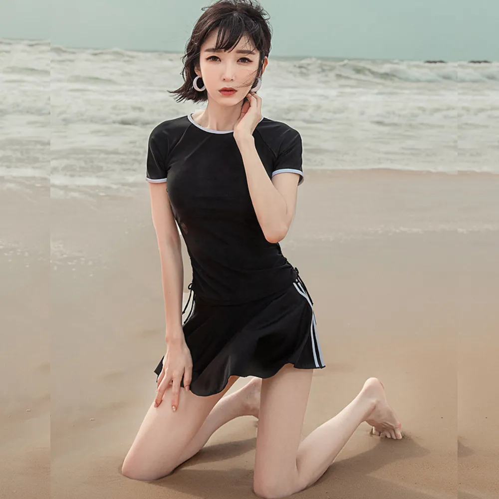 比基尼妮.菁秀網眼長袖連帽短褲三件式泳衣泳裝(M-2L) 歷史價格詳細信息