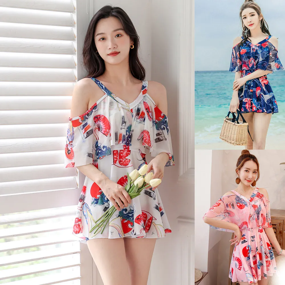 比基尼妮.露丹花長袖泳衣二件式裙泳裝(M-3L) 歷史價格詳細信息