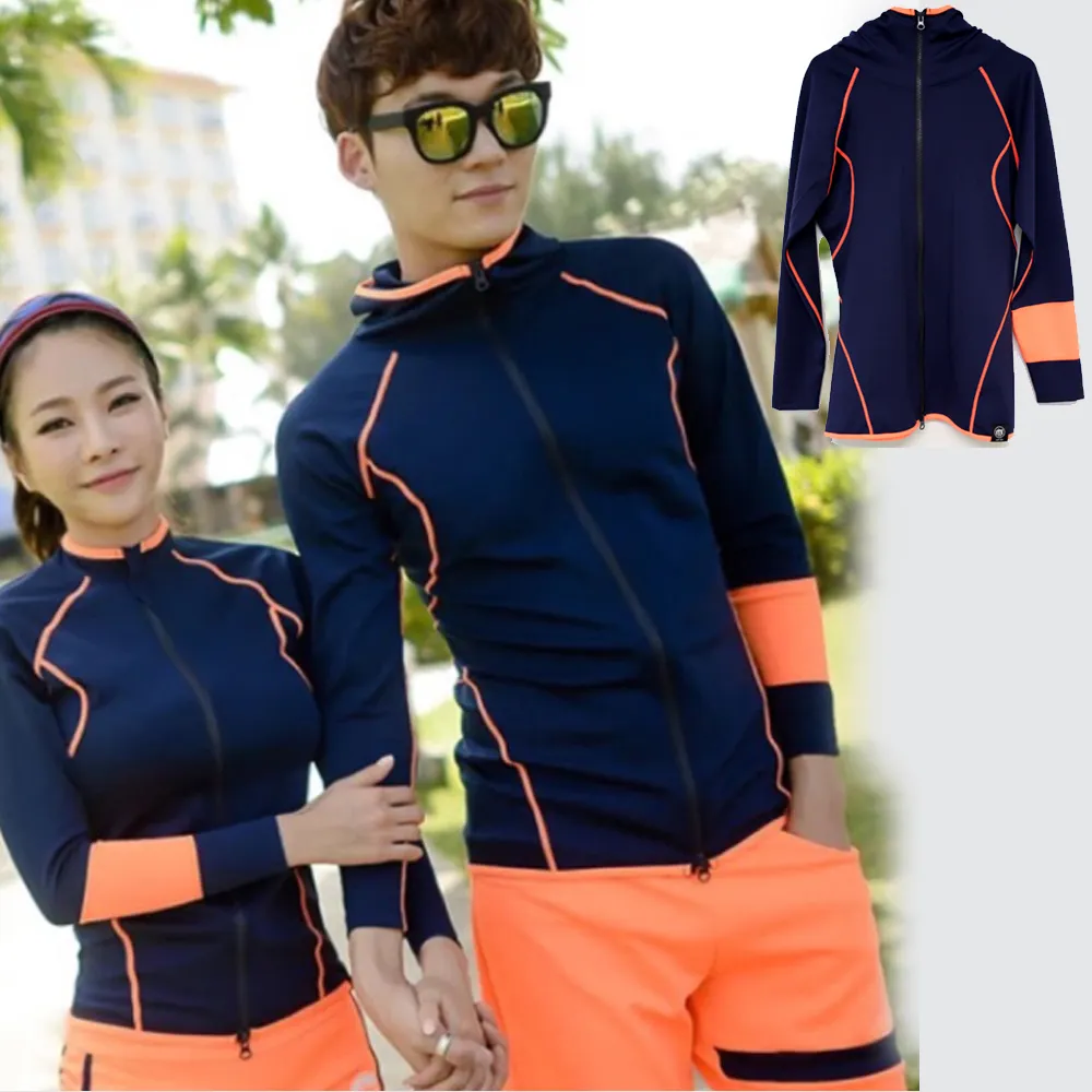 比基尼妮.拉鍊長袖泳衣全黑沖浪衣情侶男生單外套(S-3L) 歷史價格詳細信息