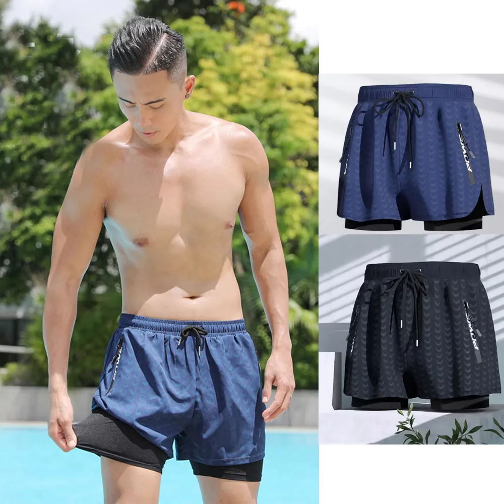 比基尼妮.浪花男泳褲雙層外寬鬆短褲沙灘褲子(L-5L) 歷史價格詳細信息