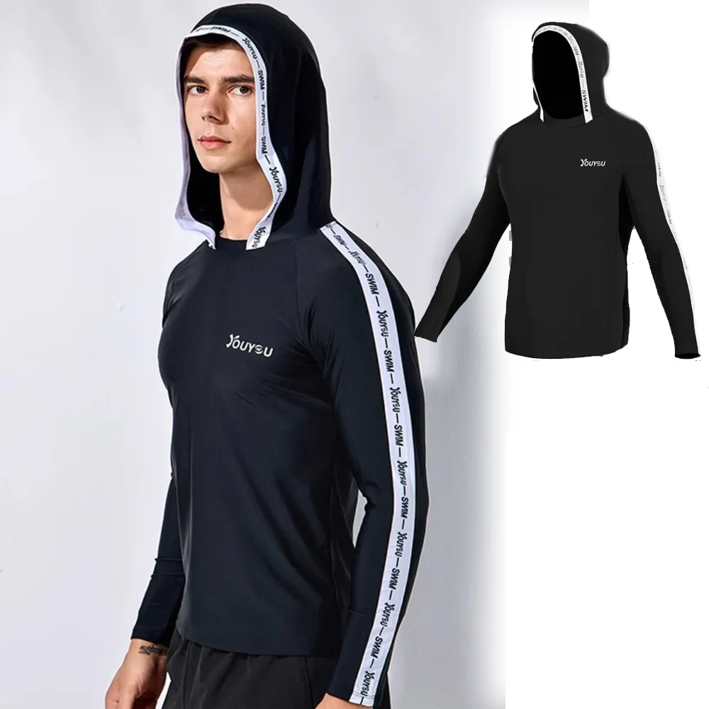 比基尼妮.艾力男泳衣連帽邊英字長袖泳裝單上衣(L-5L) 歷史價格詳細信息