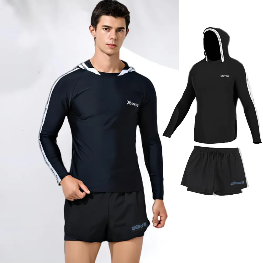 比基尼妮.艾力男泳衣連帽邊英字長袖泳裝單上衣(L-5L) 歷史價格詳細信息