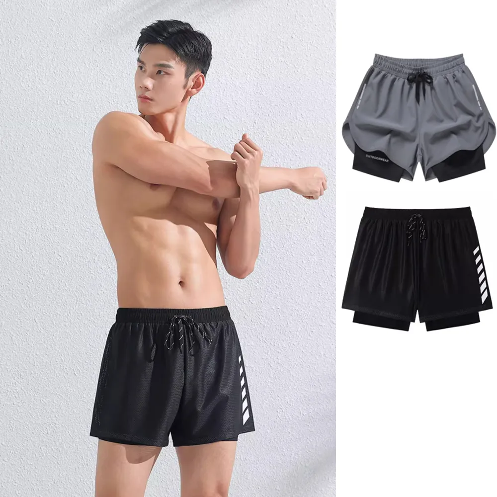 比基尼妮.浪花男泳褲雙層外寬鬆短褲沙灘褲子(L-5L) 歷史價格詳細信息