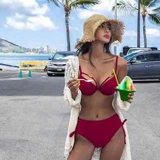 Biki比基尼妮泳衣，幸蜜交叉單泳衣比基尼泳裝M-XL(灰單上衣) 歷史價格詳細信息