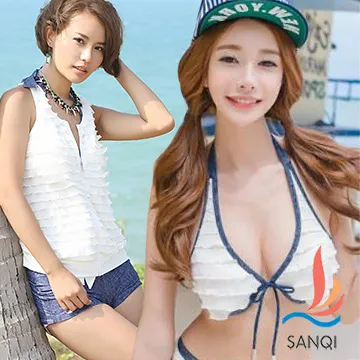 三奇泳衣比基尼抹胸性感三點式大胸小胸聚攏bikini泳裝 歷史價格詳細信息