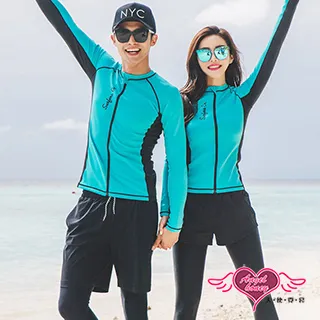 天使霓裳 水母衣 素面運動風長袖防曬泳衣(深藍M~XL) 歷史價格詳細信息