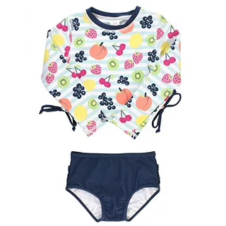 美國RuffleButts 兩件式長袖泳裝 玫瑰 / 花卉 / 長春花色 / 花朵綻放 歷史價格詳細信息