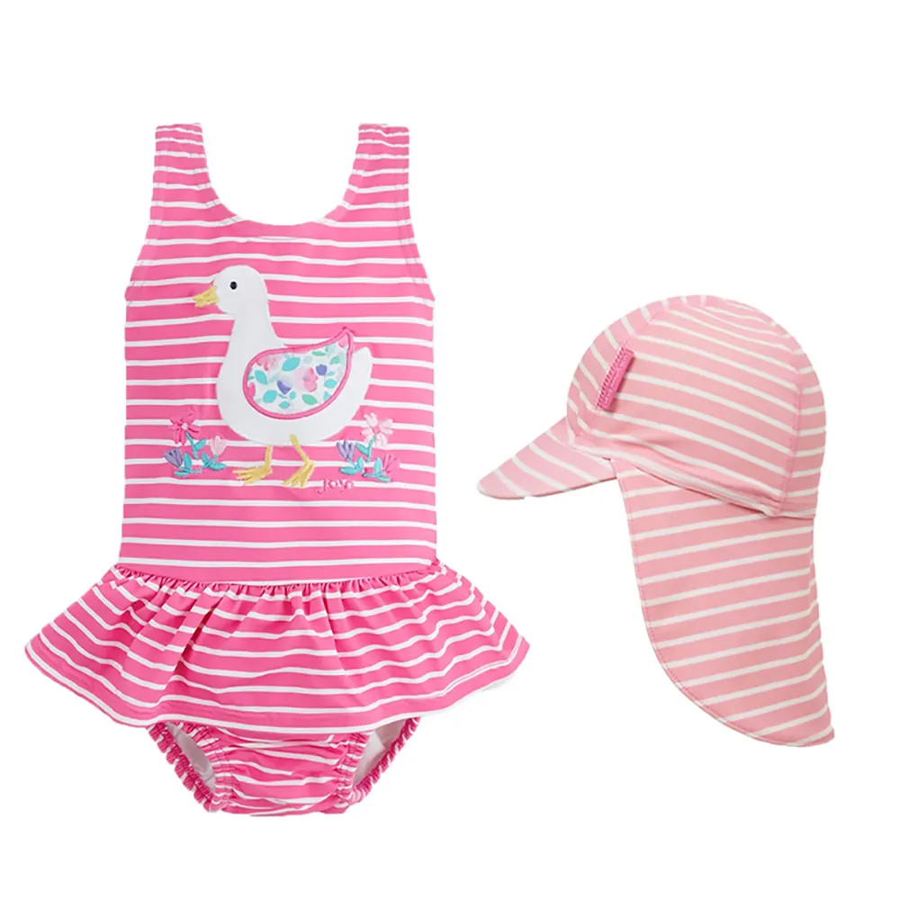 英國 JoJo Maman BeBe 連身式泳裝+防曬護頸遮陽帽_JJG011 歷史價格詳細信息