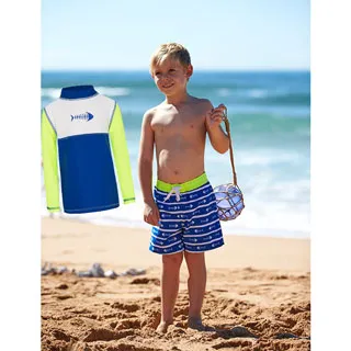 澳洲鴨嘴獸兒童泳衣 防曬長袖上衣+馬褲套組 小男4-8歲  懷舊夏威夷系列 歷史價格詳細信息