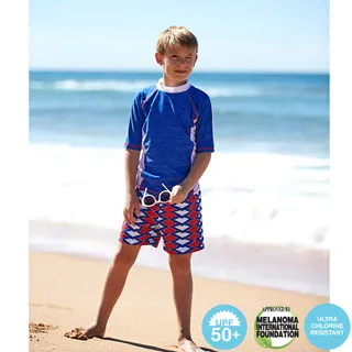 澳洲鴨嘴獸兒童泳衣 海灘平口泳褲  男童4-8歲 帆船 歷史價格詳細信息