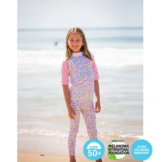 澳洲鴨嘴獸兒童泳衣  防曬短袖上衣+游泳短褲  小女4歲 渦旋紋花 歷史價格詳細信息