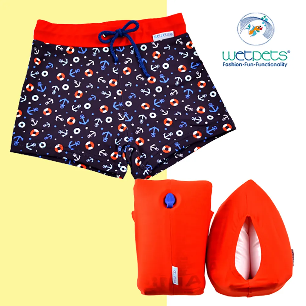 WETPETS 德國兒童泳裝組/男童泳褲/附臂圈/嬰幼兒-白星星紅 歷史價格詳細信息