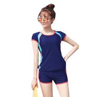 Biki比基尼妮，開朗少女學生泳衣二件式有加大泳衣(黑M-4XL) 歷史價格詳細信息