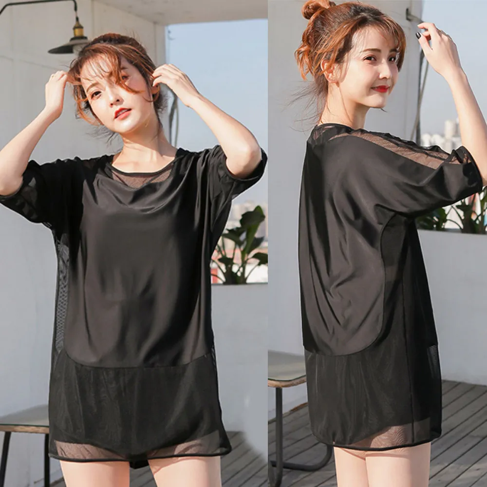 比基尼妮.短袖微知露肚拉鍊短裙二件式泳裝(S-2L) 歷史價格詳細信息