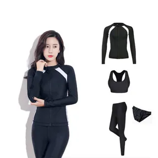 Biki比基尼.妮，M-2XL柳椰拉鍊長袖英文長褲五件式泳裝沖浪泳衣-五件英文長褲組 歷史價格詳細信息