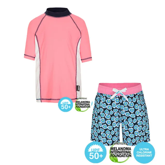 澳洲鴨嘴獸兒童防曬泳衣 海灘泳褲 女童4-8歲 花朵 歷史價格詳細信息