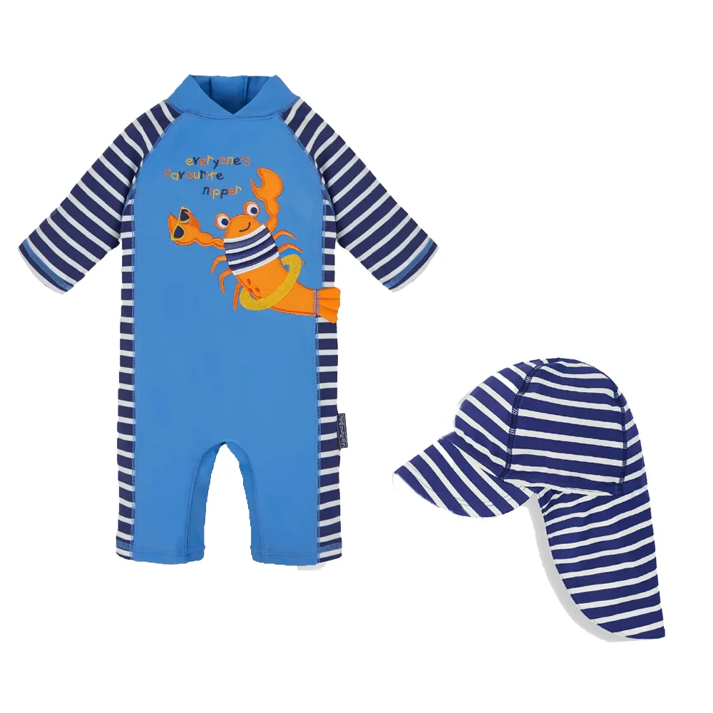 英國 JoJo Maman BeBe 連身式泳裝+防曬護頸遮陽帽_JJG011 歷史價格詳細信息