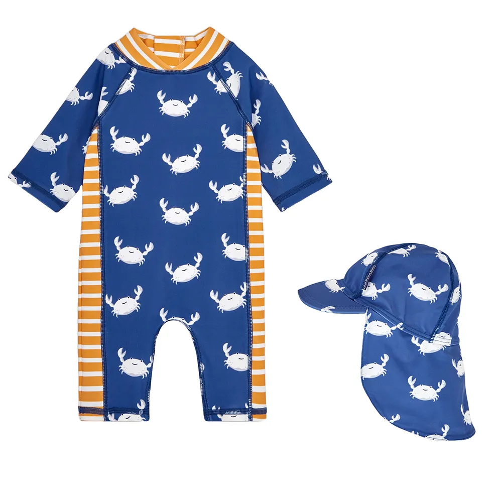 英國 JoJo Maman BeBe 連身式泳裝+防曬護頸遮陽帽_JJG011 歷史價格詳細信息