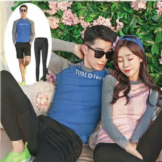 Biki比基尼妮，M-2L機力四件式泳衣短袖長褲款泳裝(短袖+奶+三角+長褲) 歷史價格詳細信息