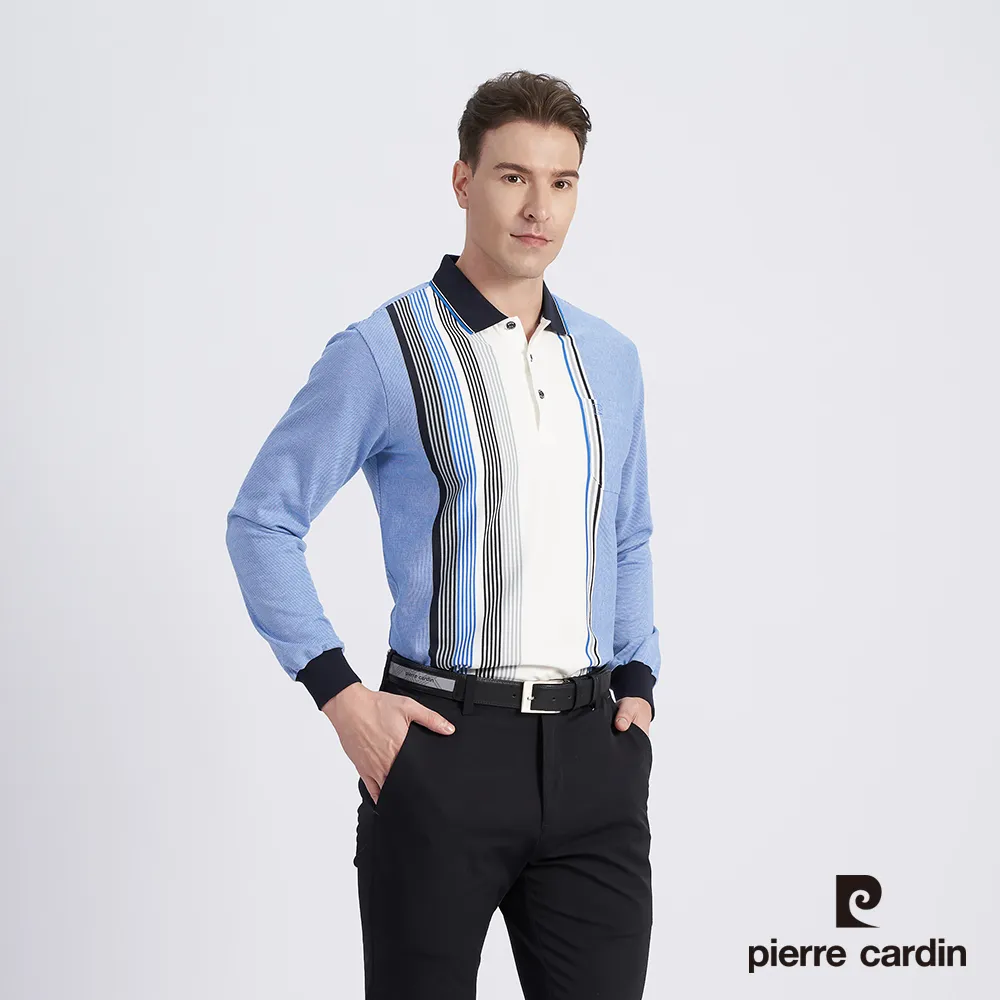 【Pierre Cardin皮爾卡登】 男款 直條三角印花短袖POLO衫-水藍色 (5237266-35) 歷史價格詳細信息