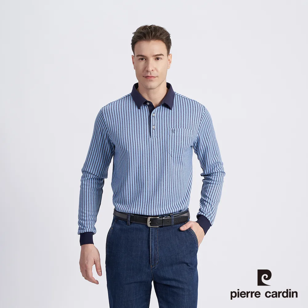 【Pierre Cardin皮爾卡登】 男款 直條三角印花短袖POLO衫-水藍色 (5237266-35) 歷史價格詳細信息