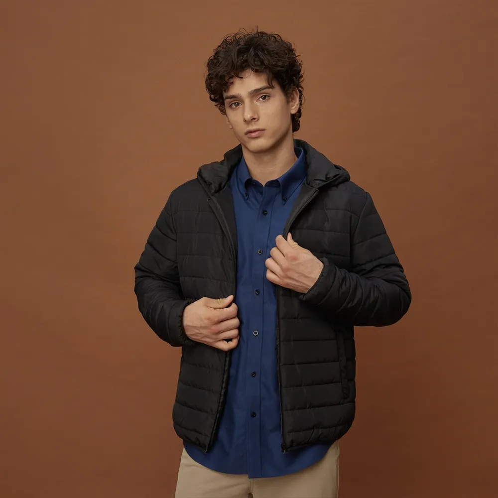 GIORDANO 男裝E care輕暖系列連帽外套-09 標誌黑 歷史價格詳細信息