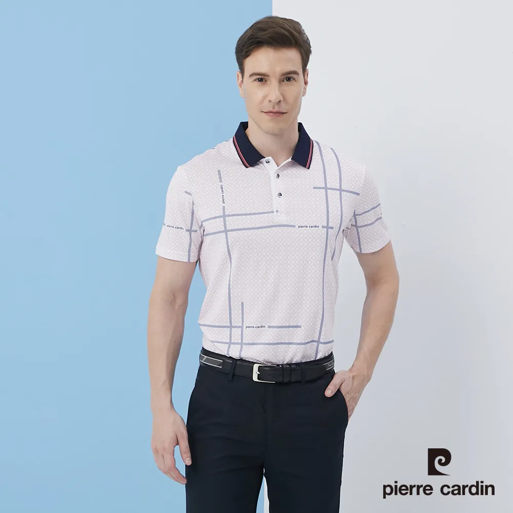 【pierre cardin 皮爾卡登】 男裝不規則暗紋印花短袖POLO衫-水藍色 (5217262-35) 歷史價格詳細信息