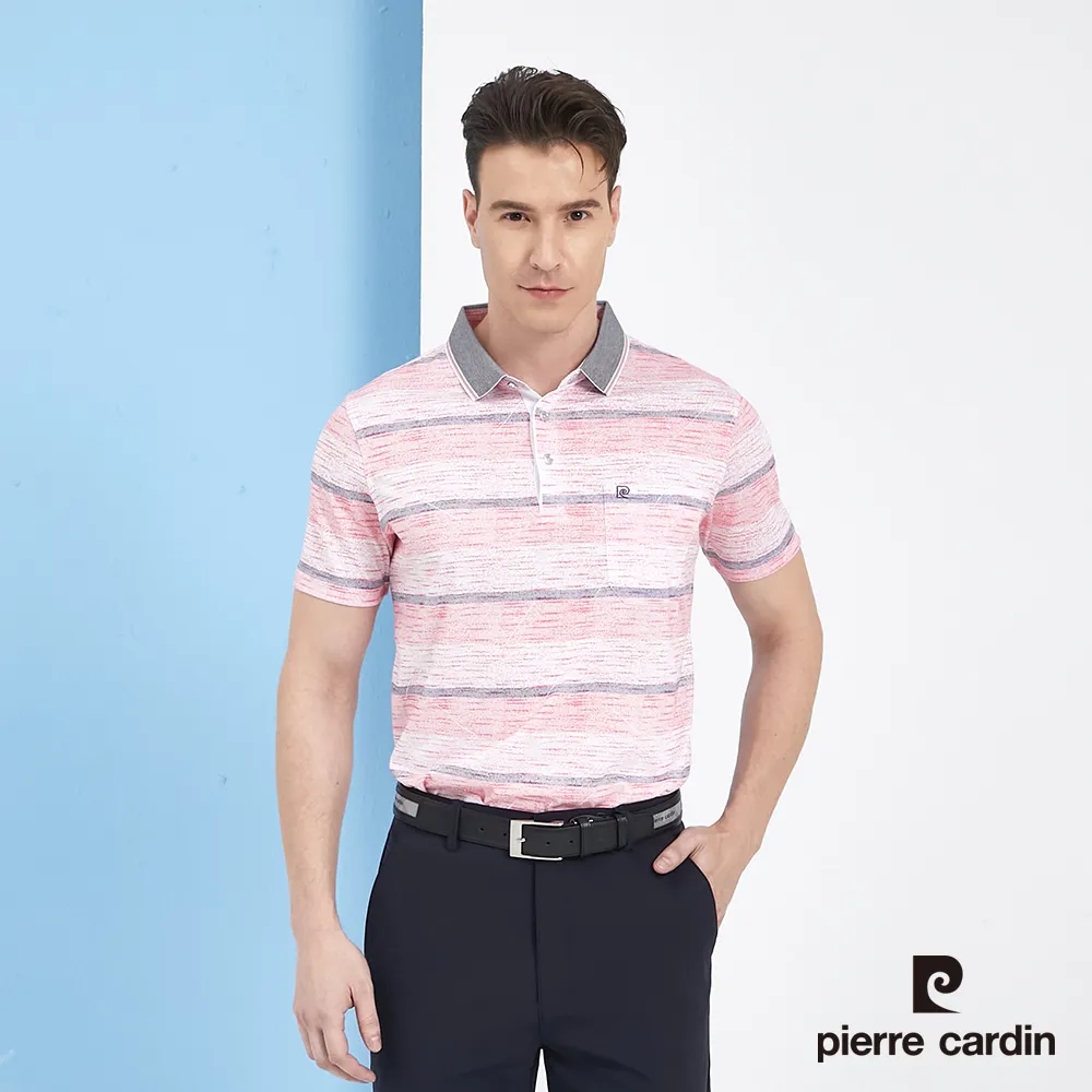 【pierre cardin 皮爾卡登】 男裝條紋印花短袖POLO衫-粉紅色 (5217258-75) 歷史價格詳細信息