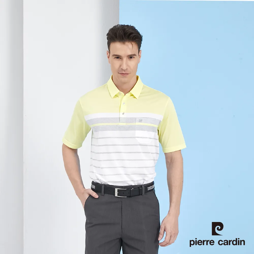 【pierre cardin 皮爾卡登】 男裝定位橫條短袖POLO衫-水藍色 (5217260-35) 歷史價格詳細信息