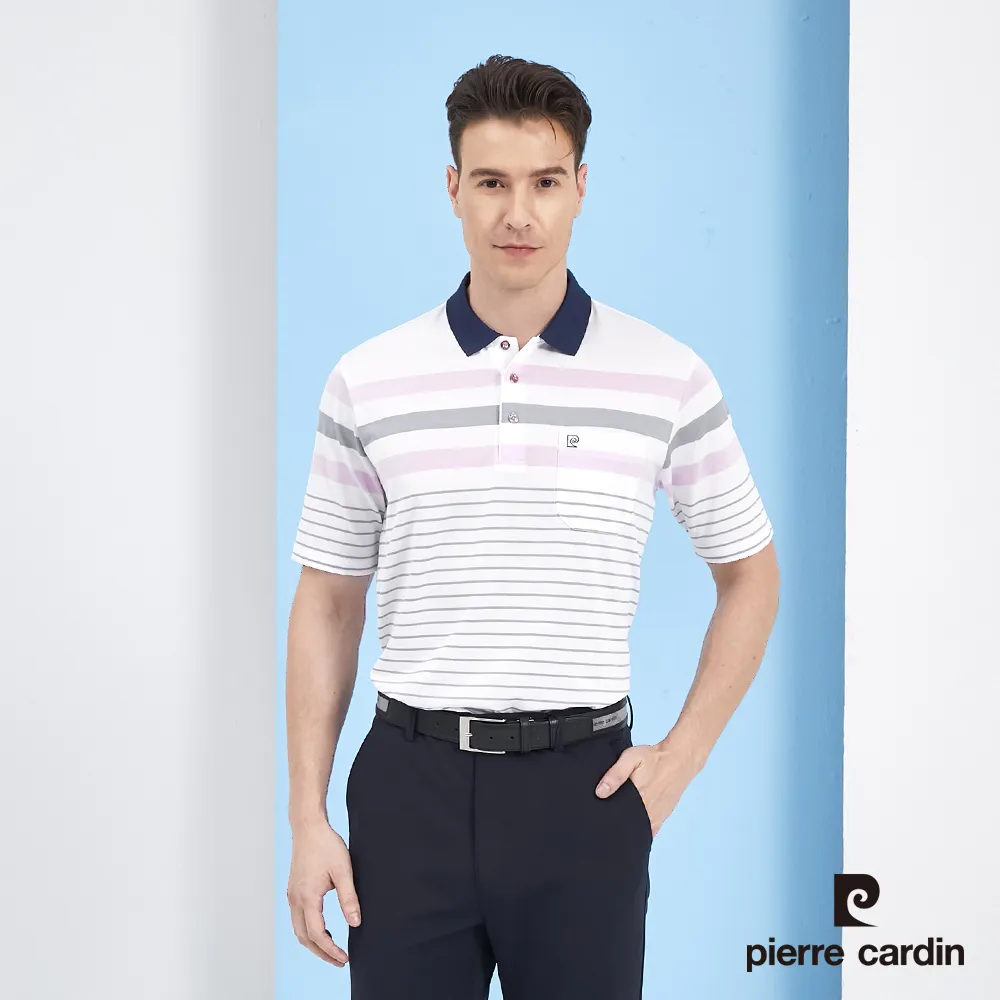 【pierre cardin 皮爾卡登】 男裝定位橫條短袖POLO衫-水藍色 (5217260-35) 歷史價格詳細信息