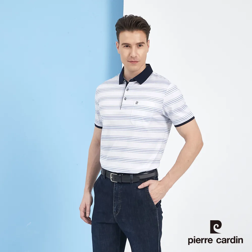 【pierre cardin 皮爾卡登】 男裝印花短袖POLO衫-水藍色 (5217216-35) 歷史價格詳細信息